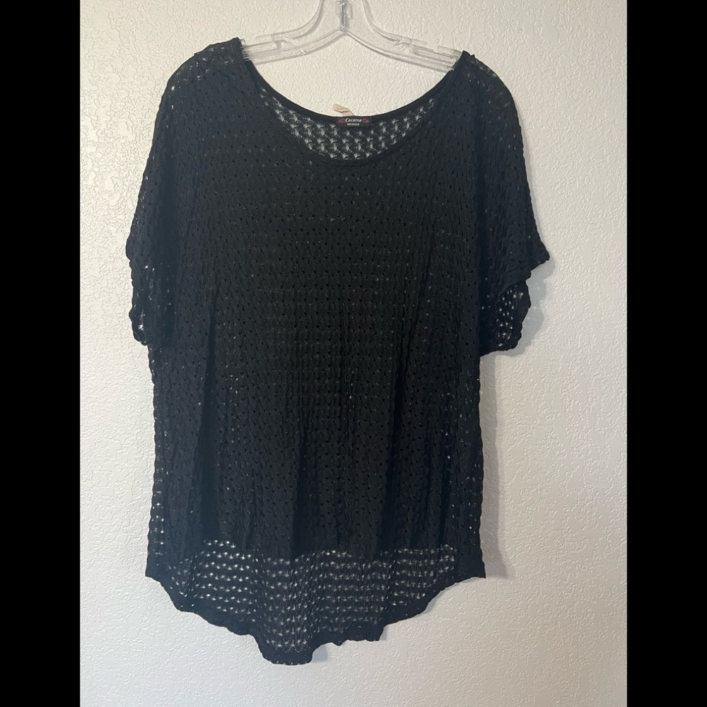 Black Crochet Style Top